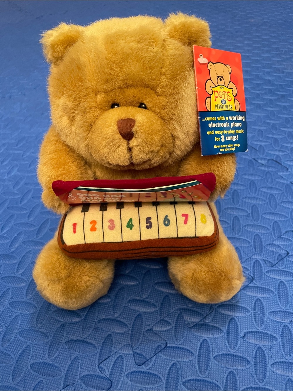 Vintage Pete the Piano Bear Plush Toy - Gold Teddy with Interactive Keys